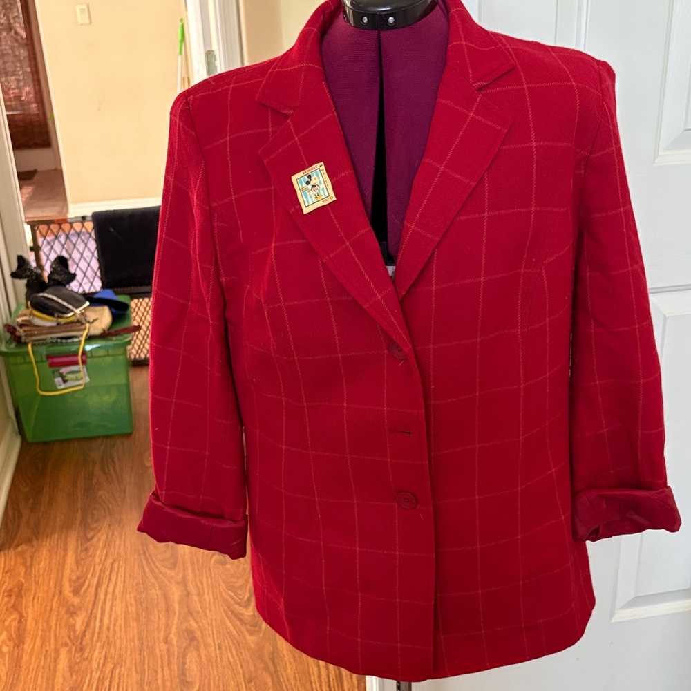 Talbots Red Checkered Blazer